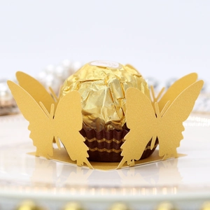 Elegant laser-cut butterfly paper chocolate base for wedding party favors