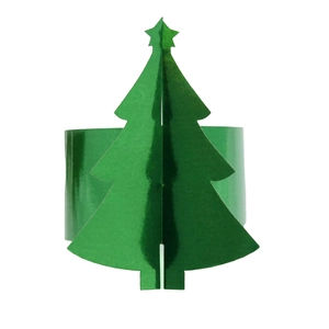 Détail d'un rond de serviette sapin de Noël avec une finition métallique verte