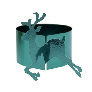 Metallic dark green reindeer paper napkin ring holder for festive Christmas table decor