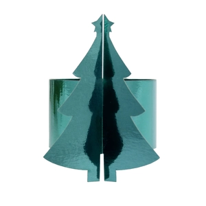 Détail du rond de serviette sapin de Noël vert miroir avec étoile pour la table