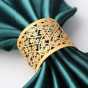 Laser Cut Artificial Pearl Paper Flower Napkin Rings Elegant Floral Hollow Napkin Holders For Wedding Party Banquet Table Decoration