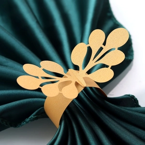 Laser Cut Pearlescent Paper Napkin Rings Hollow Leaf Butterfly Design Wedding Banquet Party Table Decoration Napkin Buckle Holder