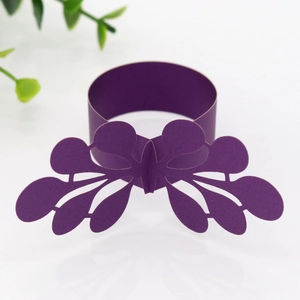 Detailed laser-cut purple butterfly paper napkin ring with elegant lace pattern