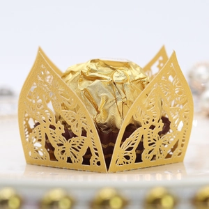 Laserschnitt goldene Schmetterling Pralinenschachtel für Hochzeitsfeiern Dekoration