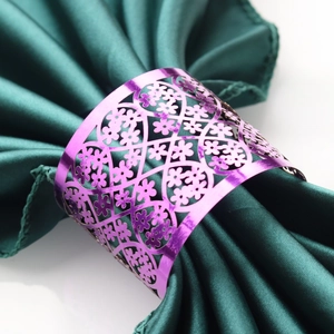 Laser Cut Paper Napkin Rings Mirror Gold Hollow Flower Pattern Buckles For Wedding Banquet Party Hotel Table Decor