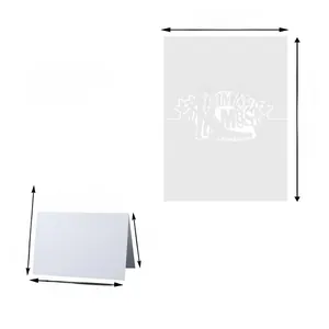 Detailed laser-cut Mr & Mrs wedding place card dimensions and foldable design layout