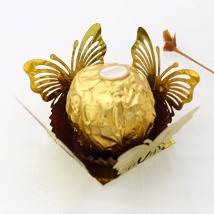 Laser cut hollow butterfly gold chocolate wrapper for wedding and party favor decor