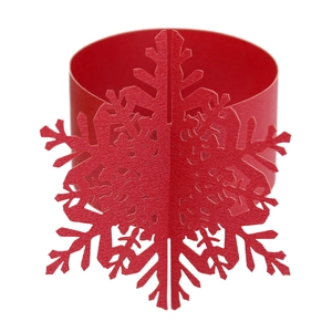 Detailed laser-cut red snowflake paper napkin ring for Christmas table decor
