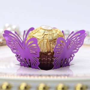 Detailed laser cut purple butterfly paper wrapper for chocolate and party favors