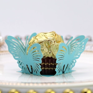 Eleganti Scatole di Caramelle a Farfalla Intagliate a Laser Carta Perla Artificialta Involucri di Cioccolato Per Decorazioni di Matrimonio