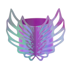 Iridescent purple laser-cut angel wing napkin rings for festive party table decoration