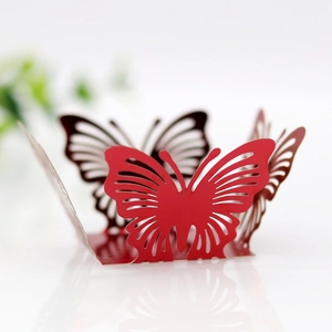 Detailed laser-cut hollow red butterfly candy box for wedding table decoration
