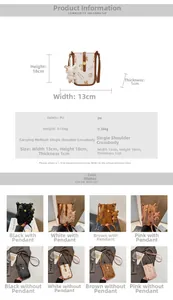 Detailed dimension chart and multi-color options for the mini crossbody phone bag