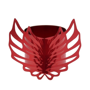 Detailed laser-cut rainbow purple angel wing napkin ring with reflective finish