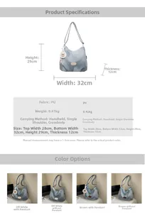 Spécifications de taille pour un grand sac cabas en similicuir avec dimensions et poids