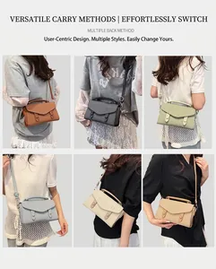 Litchi pattern leather small square bag available in six assorted colors for women