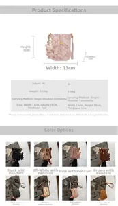 Size chart showing dimensions for a small 13x18cm contrast color PU leather crossbody bag