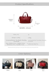 Detailed dimension guide and color options for the vintage PU leather crossbody bag