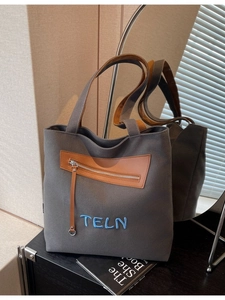 Sac Cabas en Toile Large pour Femmes Rétro Lettre Brodée Sac à Épaule Décontracté Quotidien Sac Bandoulière Avec Fermeture Éclair