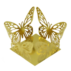 Laser Cut Butterfly Mirror Gold Pearlescent Paper Chocolate Decoration Holder Hollow Lace Candy Box For Wedding Party Favor