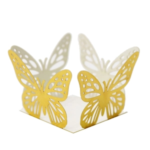 Laser-cut hollow butterfly candy box lace decorations in yellow and white paper