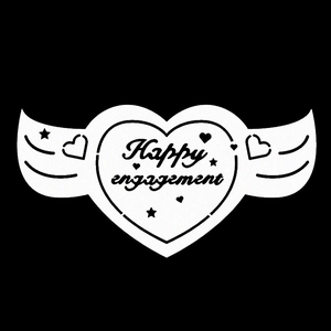 Cartes de place cœur avec ailes Happy Engagement pour décoration de table