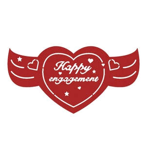 Décoration de cœur rouge découpée avec texte Happy Engagement pour fiançailles