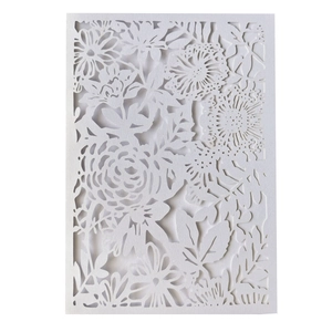 Laser Cut Rose Floral Invitation Card Cover Artificial Pearl Paper Hollow Decorative Wedding Engagement Party Supplies