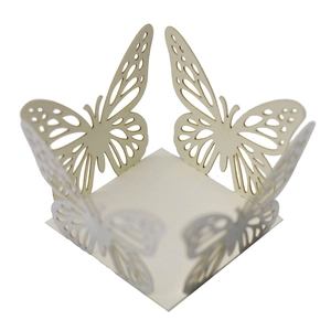 Detailed laser-cut butterfly hollow pattern on cream white paper party favor box