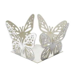 Detailed laser-cut white butterfly paper gift box with elegant hollow-out lace design