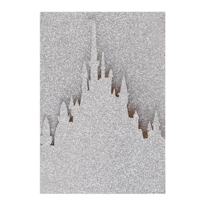 Detailsicht des silbernen Glitzerschloss-Ausschnitts für Hochzeitseinladungen und Karten