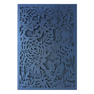 Laser cut white rose invitation cover with elegant hollow floral and leaf patterns