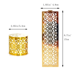 Golden hollow laser-cut napkin rings with heart patterns for wedding party decor