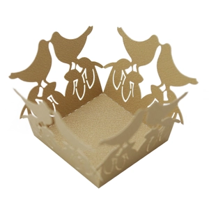 Champagne laser-cut bird hollow candy box for wedding party favors and table decor
