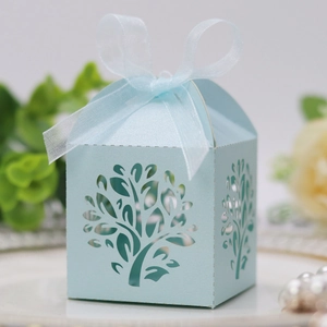 Candy Boxes Tree Of Life Laser Cut Hollow Out Artificial Pearl Paper With Ribbon Wedding Party Favor Gift Box