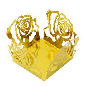Emballages de Chocolat Motif Rose Découpés au Laser Papier Miroir Or Argent Plateaux de Bonbons Ajourés Décoration de Table de Fête de Mariage