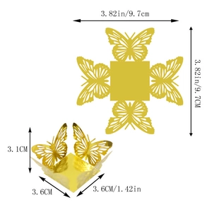Laser-cut hollow butterfly candy box dimensions 9.7cm unfolded and 3.6cm wide base