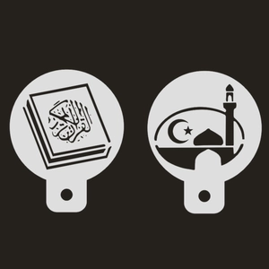 Star and moon mosque stencils for Ramadan cake decorating and coffee art templates