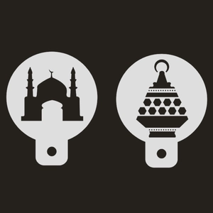 Ramadan Eid Mubarak Stencils PET Plastic Cake Decoration Template Mosque Moon Star Lantern Patterns DIY Baking Tools For Home Cafe Party Decorative Molds
