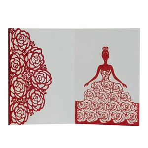 Laser Cut Wedding Invitation Cards Rose Flower Girl Design Glitter Paper Greeting Card Sleeve For Marriage Festival Party