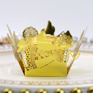 Support à bonbons ange doré découpé au laser pour décoration de fête et chocolat