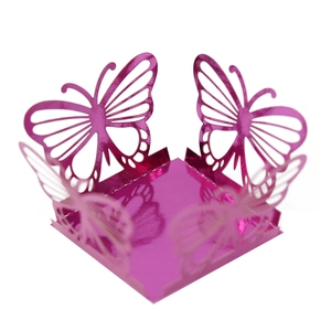 Magenta hollow butterfly candy box with metallic laser cut finish for wedding party favors