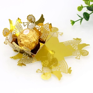 Porte-chocolat ange doré découpé au laser pour faveurs de fête et décorations festives