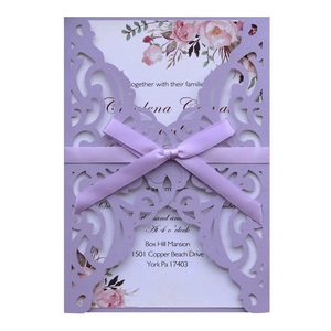 Elegant Laser Cut Wedding Invitations Artificial Pearl Paper Hollow Floral Cards With Ribbon Envelopes For Marriage Party Celebration
