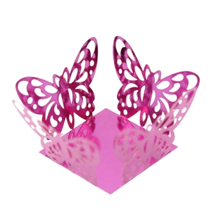 Pink laser-cut butterfly cupcake wrappers and candy boxes for wedding and party decoration