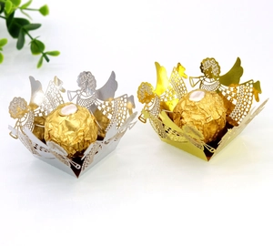 Support de chocolat en dentelle d'ange découpé au laser pour décoration de fête