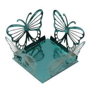 Tiffany blue hollow butterfly mirror paper cupcake and candy box for weddings
