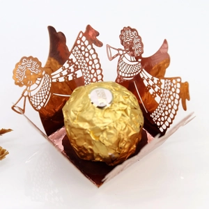 Support de chocolat creux ange découpé au laser en or rose pour cadeau mariage