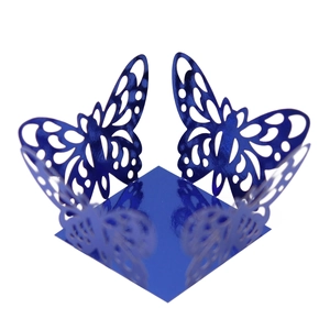 Bright blue hollow butterfly candy box with laser cut design for wedding party decoration