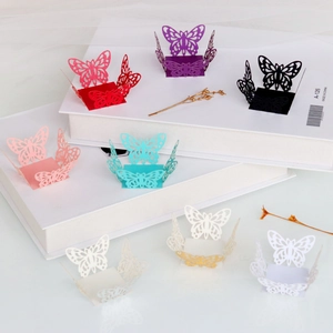 Detailed laser-cut hollow butterfly cake wrapper for wedding and party decorations